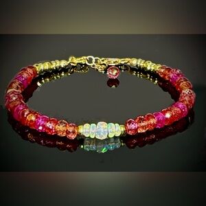 Padparadscha Sapphire Welo Opal Bracelet in 18k Gold Vermeil